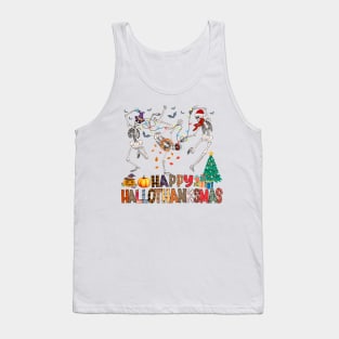 Happy Hallothanksmas Dancing Skeletons Tank Top